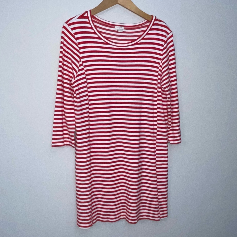 J. Crew Striped Knit Mini Dress Size Medium Red & White Stretch Capsule
